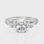 Load and play video in Gallery viewer, Amazing Three Stone Diamond Ring With Radiant Cut, Pear Cut &amp; Round Cut Diamond (2.00 CT. Radiant Cut)
