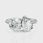 Load and play video in Gallery viewer, Round Cut &amp; Pear Cut Diamond Toi Et Moi Engagement Ring (1.50 Ct. Each Diamond)
