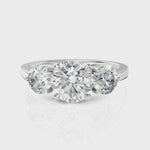 Load and play video in Gallery viewer, Troupe Round Three Stone Round Cut Diamond Ring (1.5 CT. Center Diamond)
