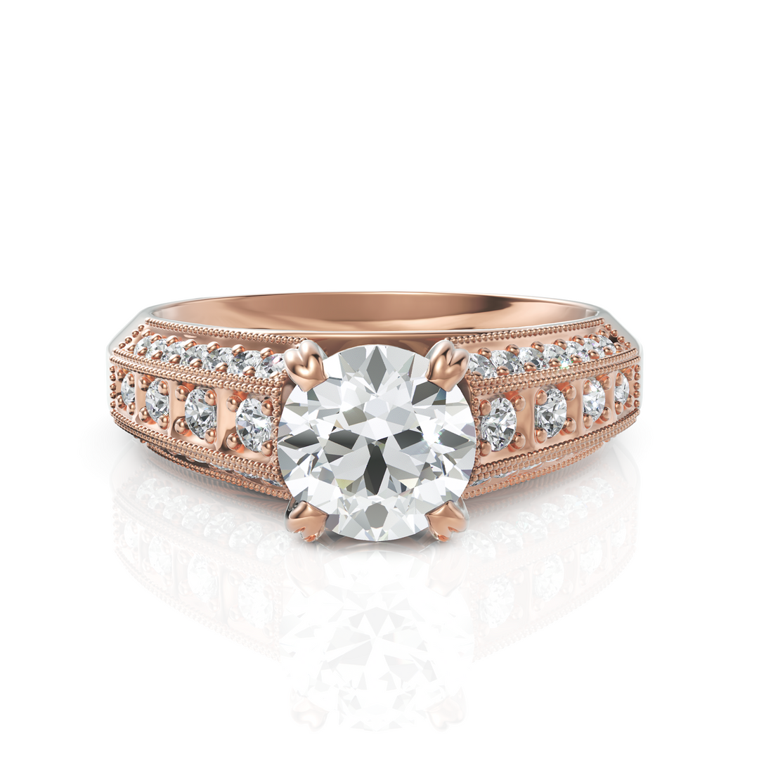 Antiquated Round Cut Diamond Solitaire Ring (1.00 CT. Round Cut)