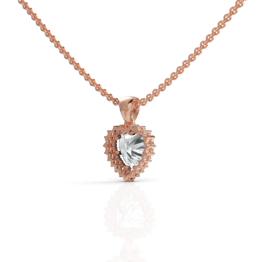 Brilliant Heart Solitaire Halo Diamond Pendant ( Neck Chain Is Not A Part Of The Product And Can Be Bought Separately )