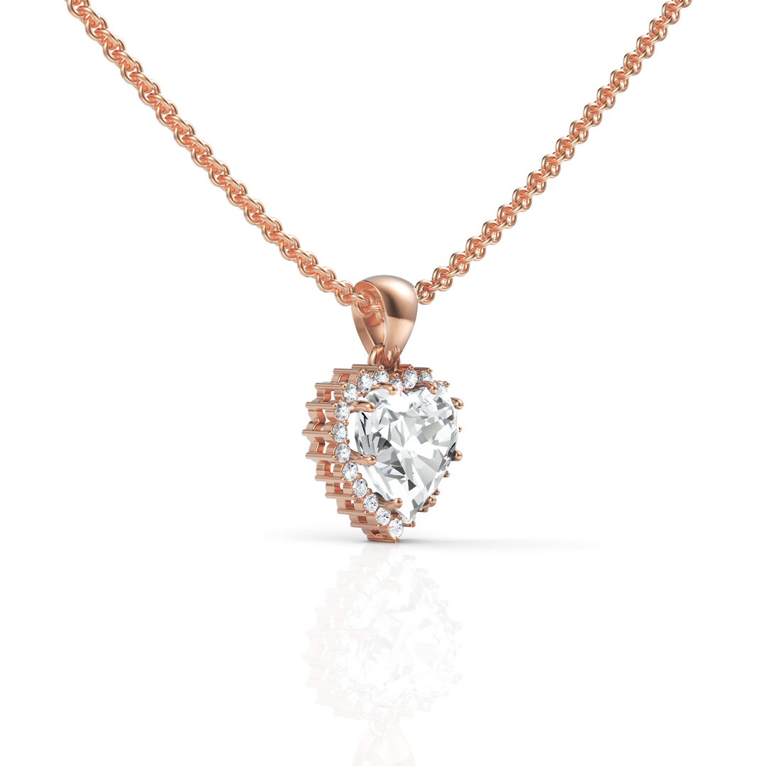 Brilliant Heart Solitaire Halo Diamond Pendant ( Neck Chain Is Not A Part Of The Product And Can Be Bought Separately )