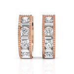 Load image into Gallery viewer, Elegant Baguette &amp; Round Cut Diamond Hoops
