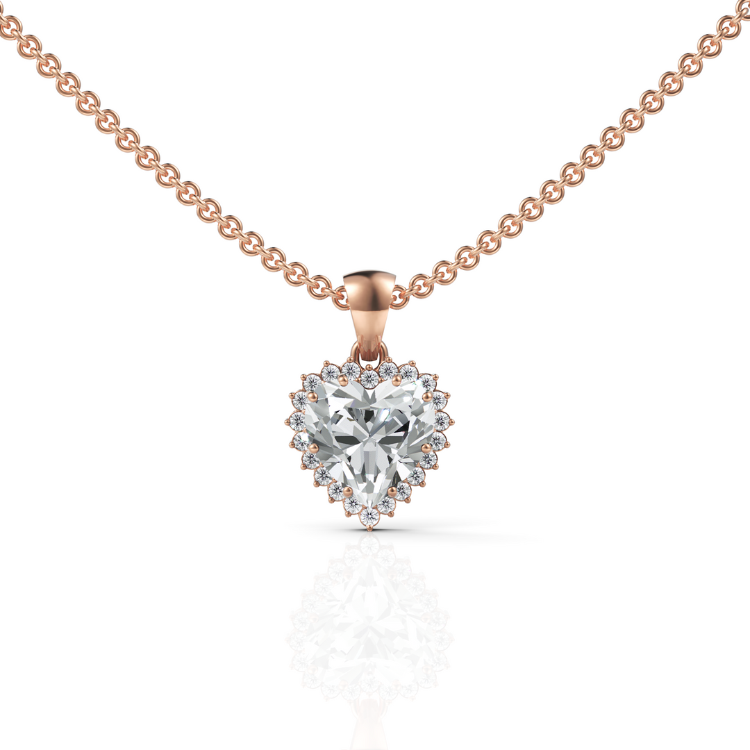 Brilliant Heart Solitaire Halo Diamond Pendant ( Neck Chain Is Not A Part Of The Product And Can Be Bought Separately )