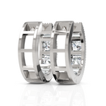 Load image into Gallery viewer, Elegant Baguette &amp; Round Cut Diamond Hoops