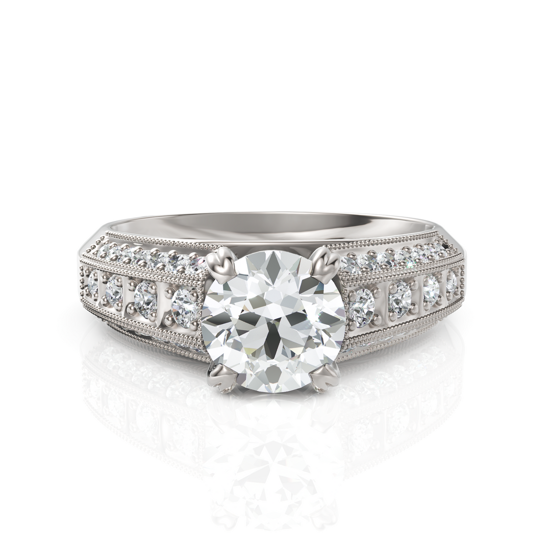 Antiquated Round Cut Diamond Solitaire Ring (1.00 CT. Round Cut)