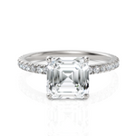 Load image into Gallery viewer, Elegant Asscher Cut Diamond Engagement Ring with Hidden Halo &amp; Pavé Band