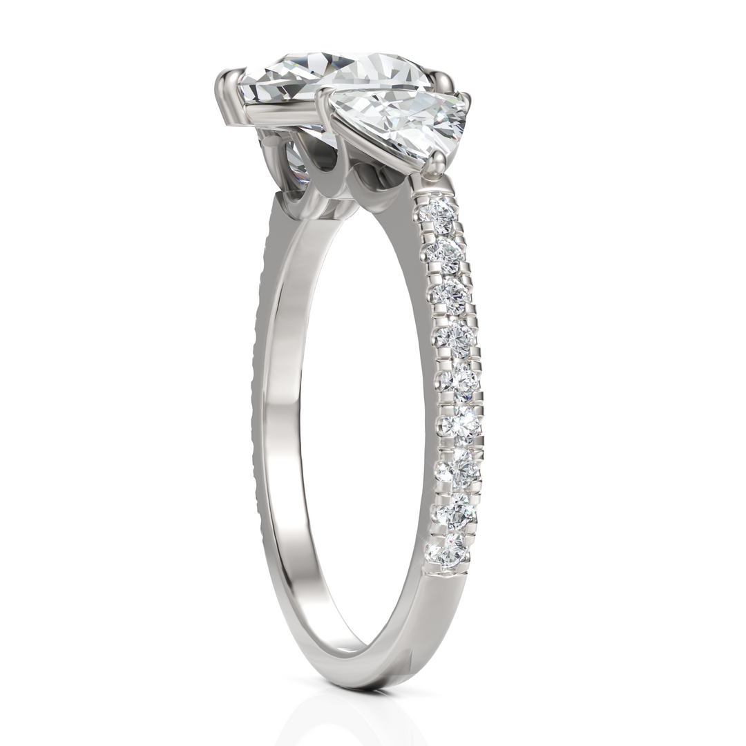 Spectacular Pear & Triangle Cut Three Stone Engagement Ring (1.50 CT. Pear Cut)