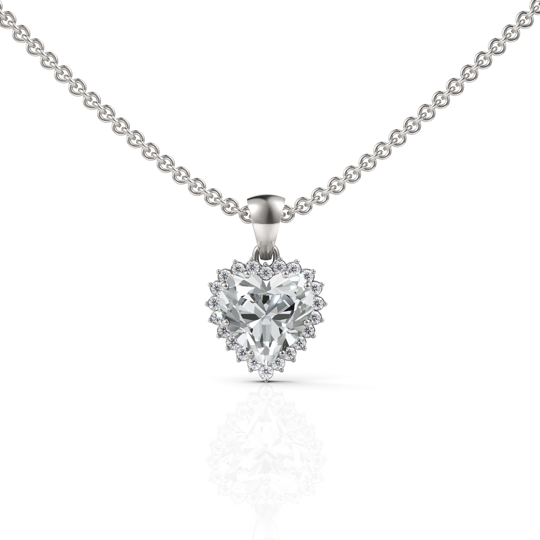 Brilliant Heart Solitaire Halo Diamond Pendant ( Neck Chain Is Not A Part Of The Product And Can Be Bought Separately )