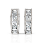 Load image into Gallery viewer, Elegant Baguette &amp; Round Cut Diamond Hoops
