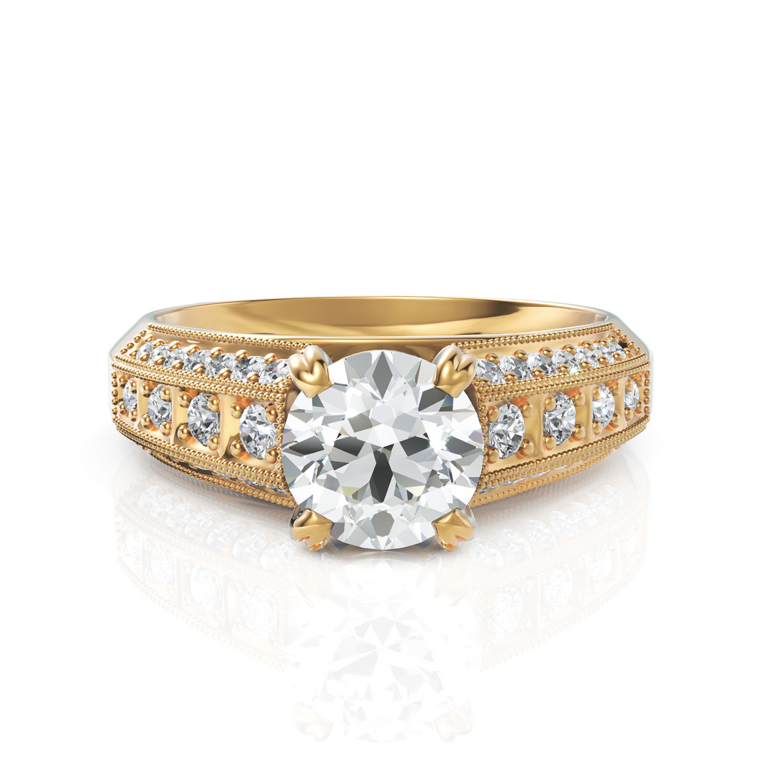 Antiquated Round Cut Diamond Solitaire Ring (1.00 CT. Round Cut)