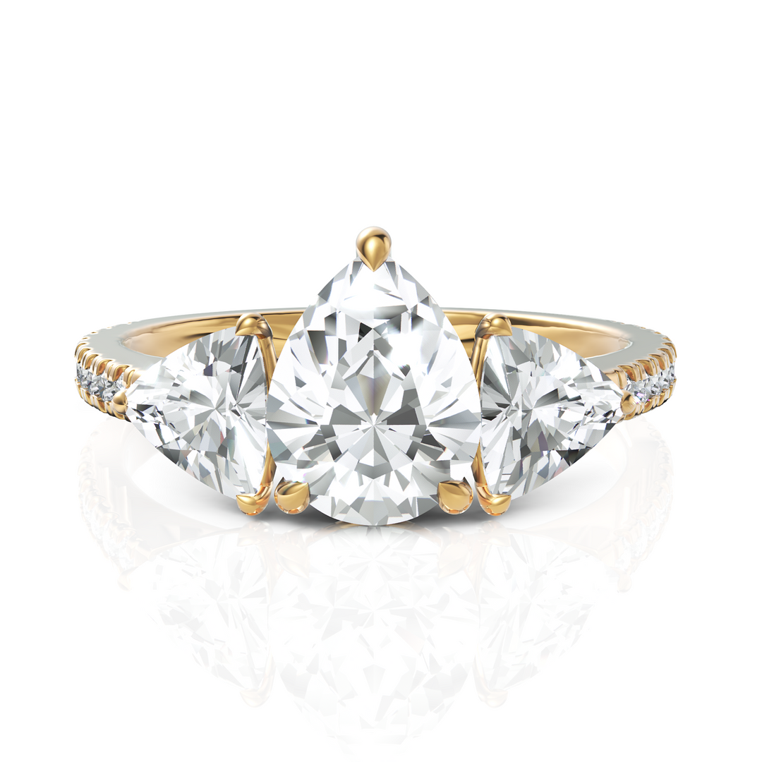 Spectacular Pear & Triangle Cut Three Stone Engagement Ring (1.50 CT. Pear Cut)