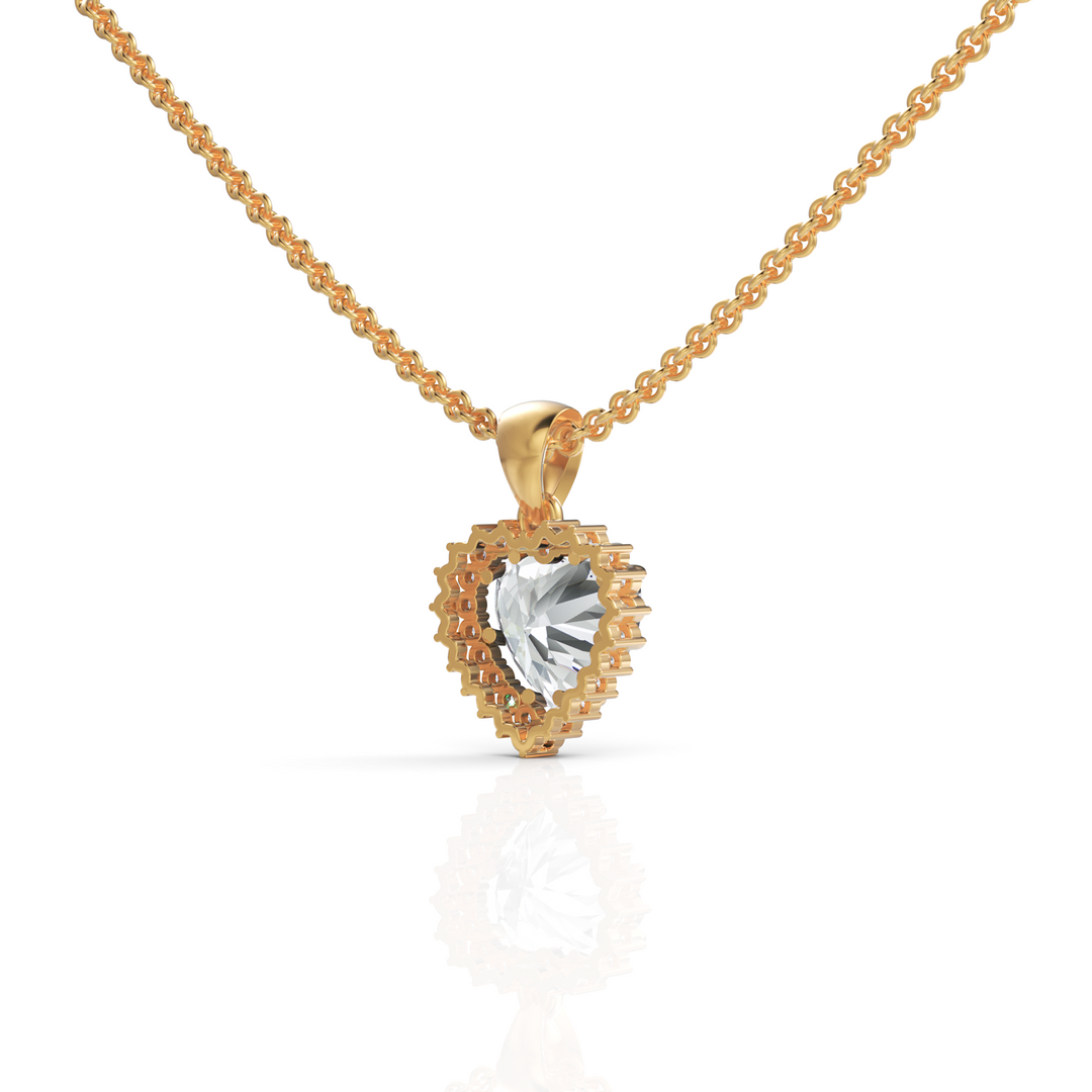 Brilliant Heart Solitaire Halo Diamond Pendant ( Neck Chain Is Not A Part Of The Product And Can Be Bought Separately )