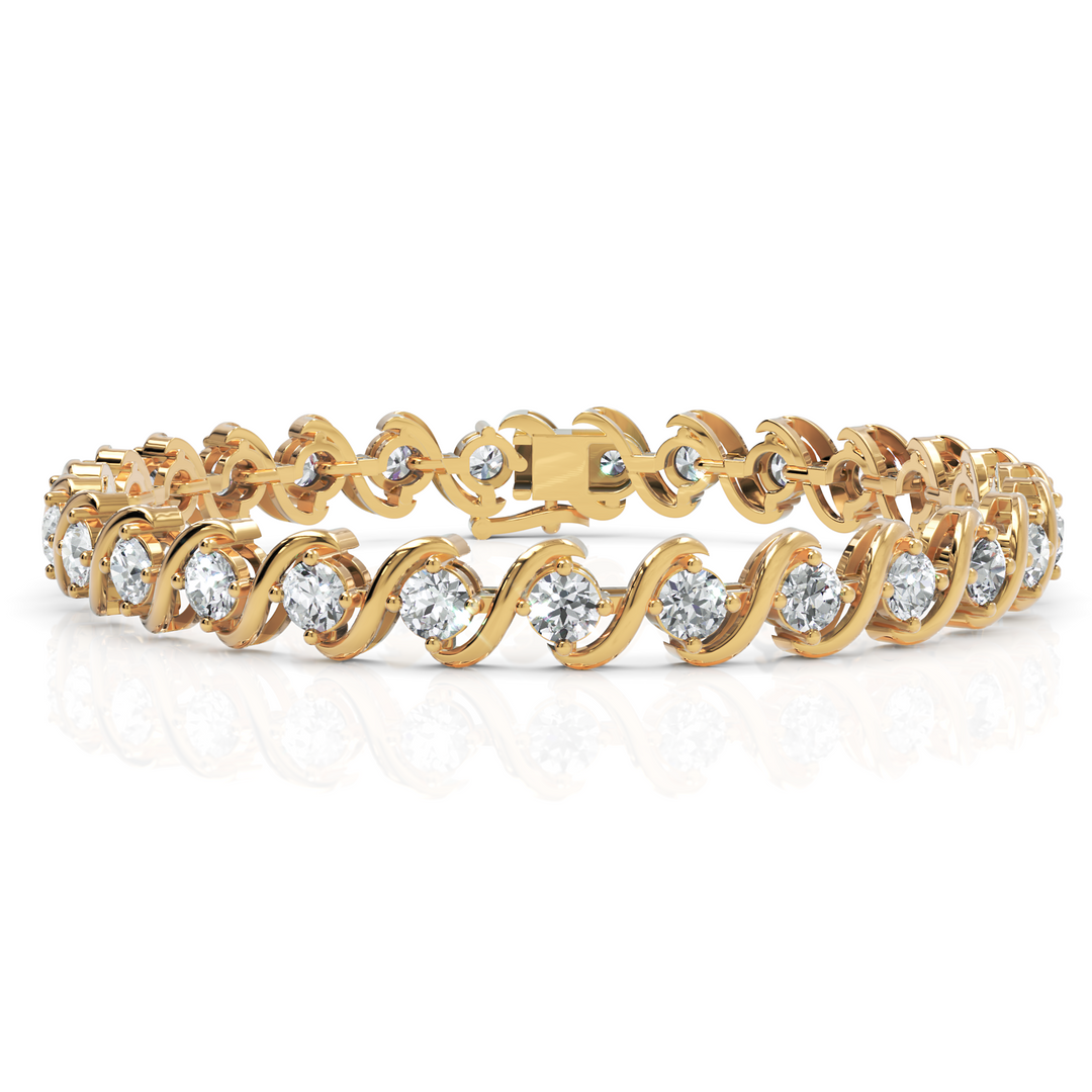 Exquisite S-shape Round Cut Diamond Bracelet