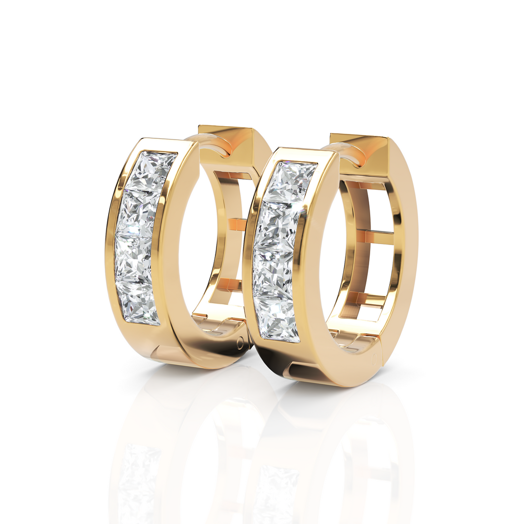 True Elegant Princess Cut Diamond hoops