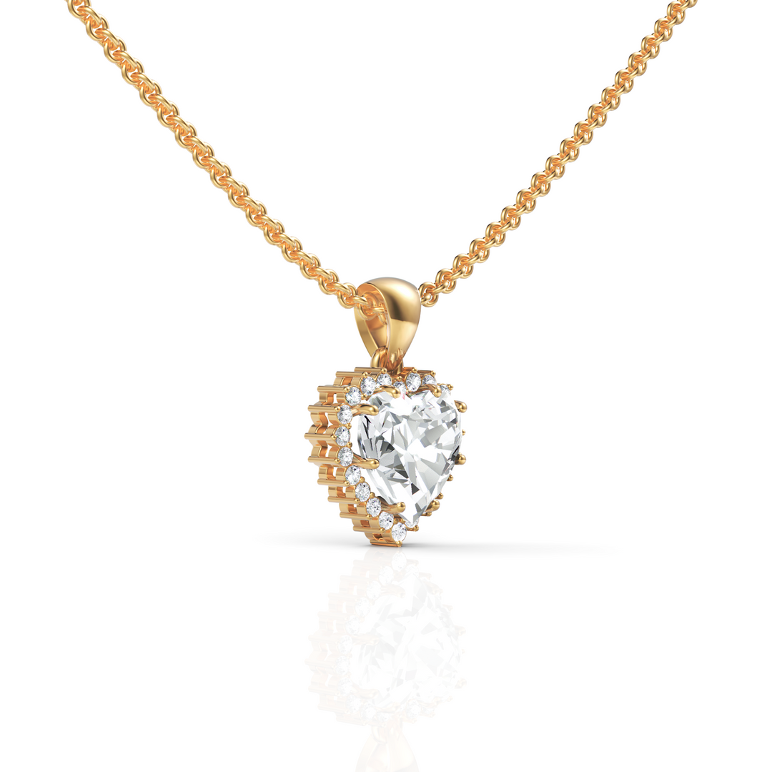 Brilliant Heart Solitaire Halo Diamond Pendant ( Neck Chain Is Not A Part Of The Product And Can Be Bought Separately )