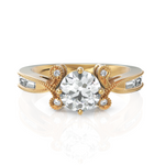 Load image into Gallery viewer, Eleanor Hoop Solitaire Ring With Baguette Diamond (1.00 Carat Round Cut)