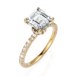 Load image into Gallery viewer, Elegant Asscher Cut Diamond Engagement Ring with Hidden Halo &amp; Pavé Band